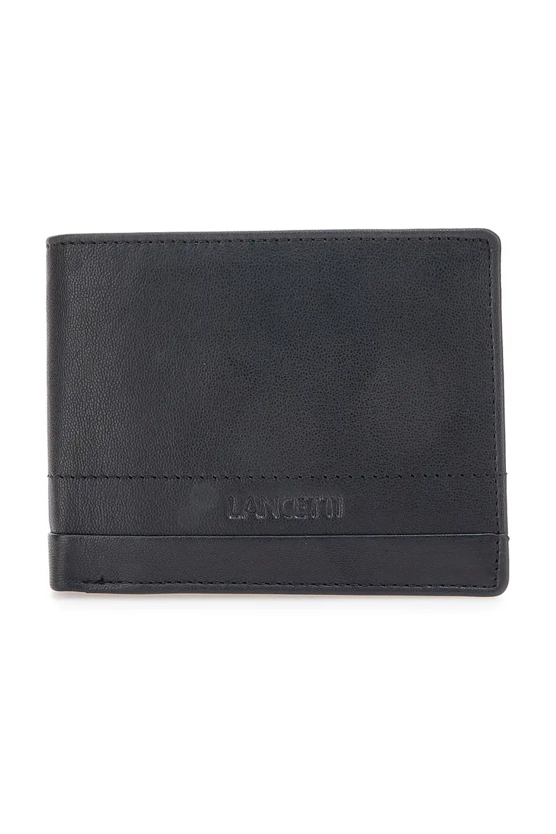 Portafoglio nero in vera pelle con protezione RFID Lancetti LL25W-768-04