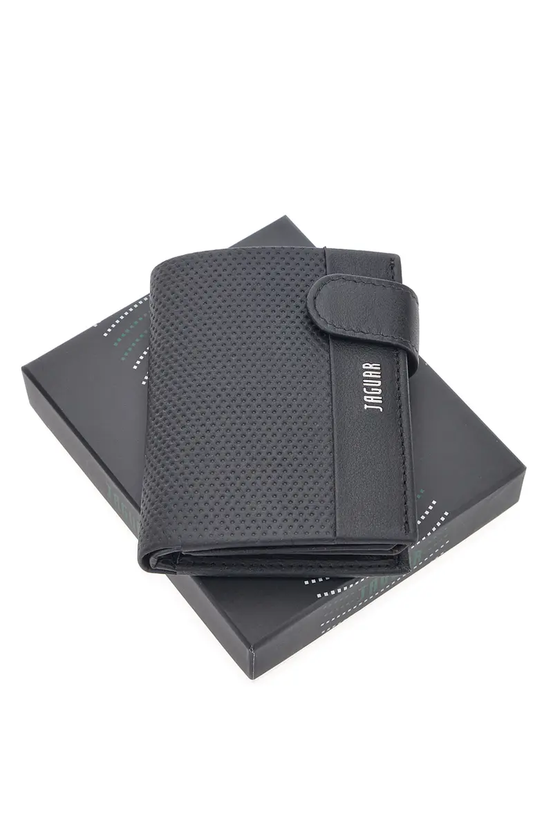 Portafoglio Rettangolare Nero Compatto con Multiscomparto JAGUAR PF873-86