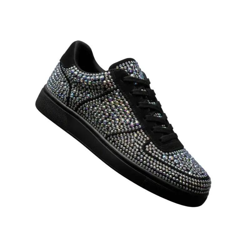 POSEIDON De Lux Vortex Black (L0701FCE) - Sneaker in Camoscio Vegan Colore Nero e Swarovski Boreali Suola Nera Gommina e Resina Tecnica Cerchi Silver Pivot