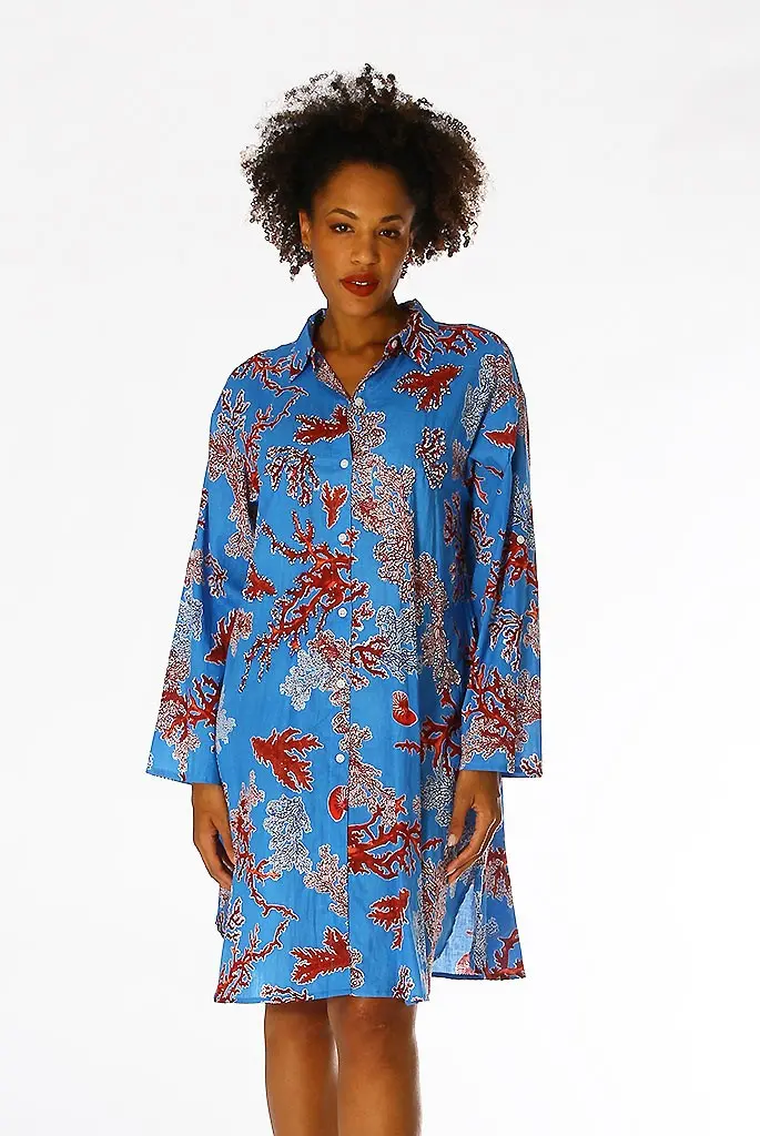 POSITANO BY JEAN PAUL KURTA COTONE MANICA LUNGA FANTASIA 51872 TURCHESE