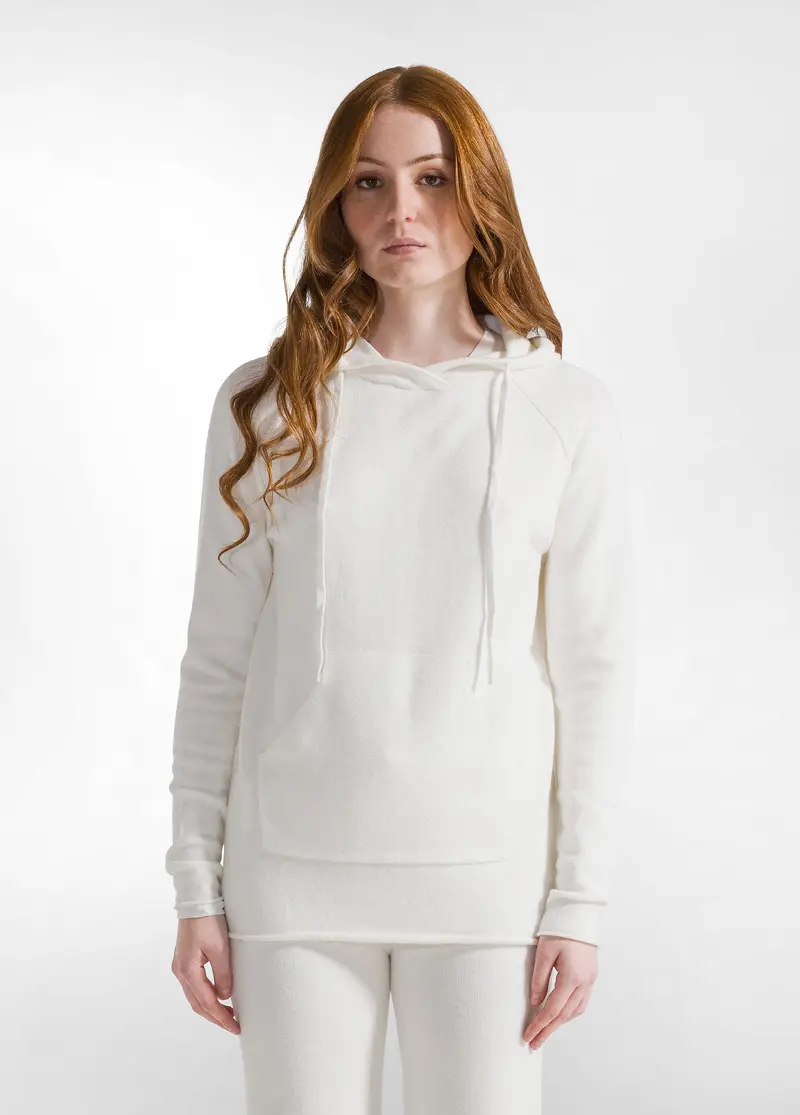 PULLOVER CON CAPPUCCIO BIANCO