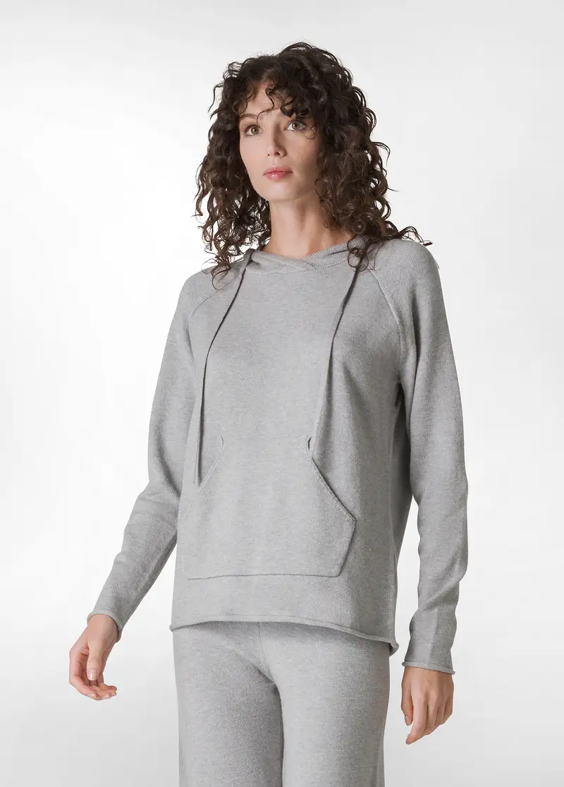 PULLOVER CON CAPPUCCIO GRIGIO