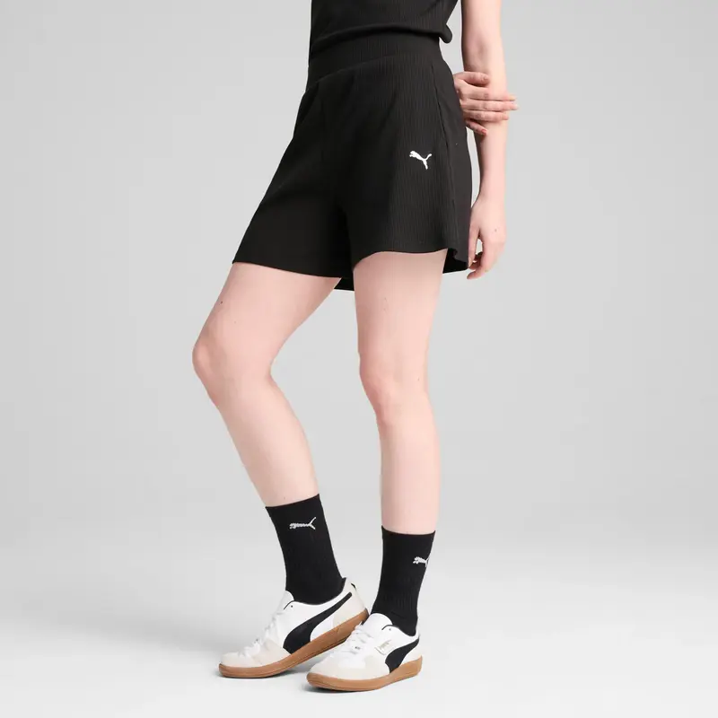 PUMA BERMUDA IN FELPA A VITA ALTA ESS ELEVATED CON LOGO DONNA 685026 01