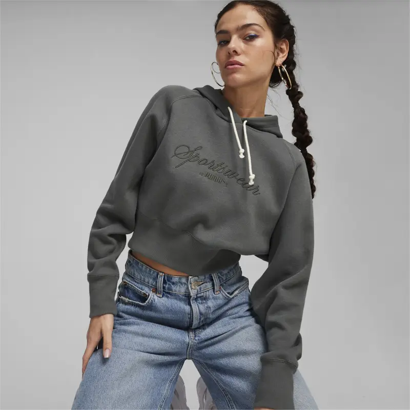 PUMA FELPA CLASSICS RELAXED CROPPED HOODIE DONNA 624273 80