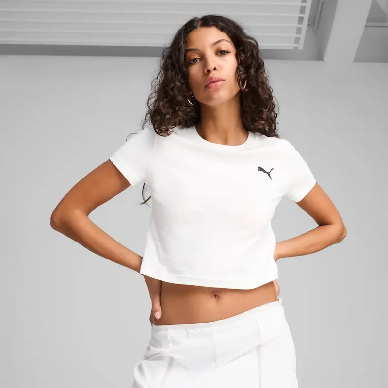 PUMA WARDROBE ESS T-SHIRT CROP CON LOGO DONNA 629745 02