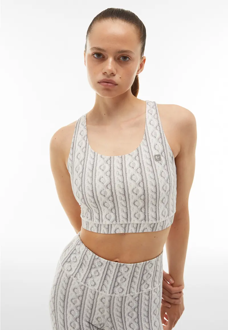 Reggiseno sportivo con stampa fotografica effetto tricot