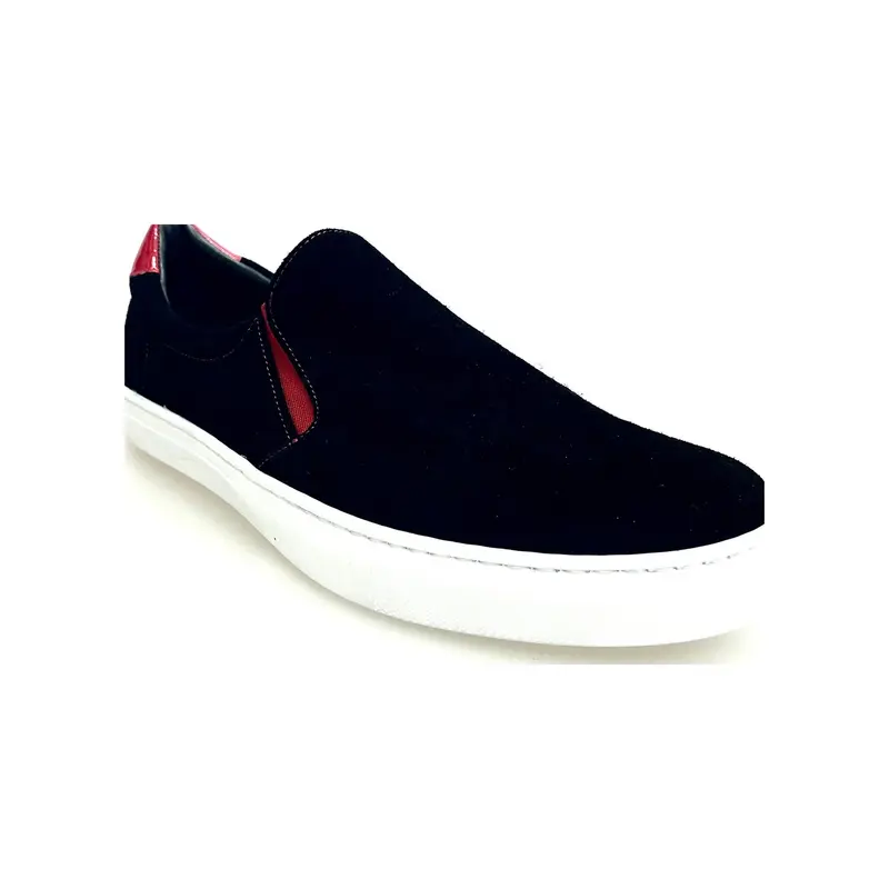 ROJAS Slip Bayang Flex - MOCASSINO SUPER FLEX EXTRACONFORT IN CAMOSCIO NERO CON CASSETTA IN RESINA DI GOMMINA BIANCA FLEX - Salsa