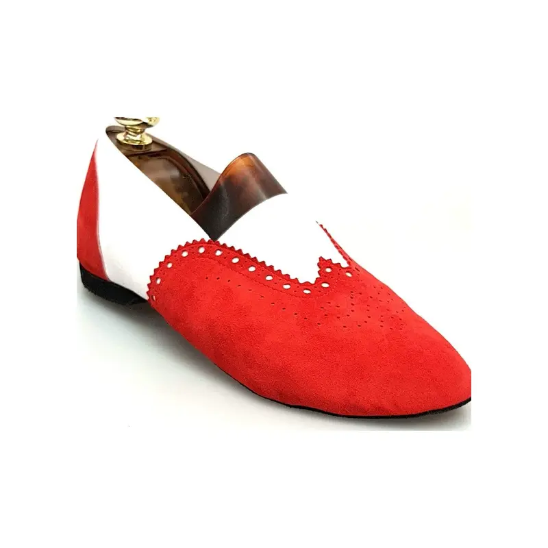 Roly - Jazz 06 Camoscio Rosso con elastico Bianco Suola Bufalo Confort Flex