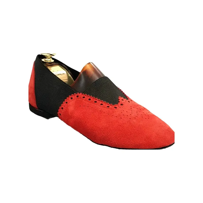 Roly - Jazz 06 Camoscio Rosso con elastico Nero Suola Bufalo Confort Flex