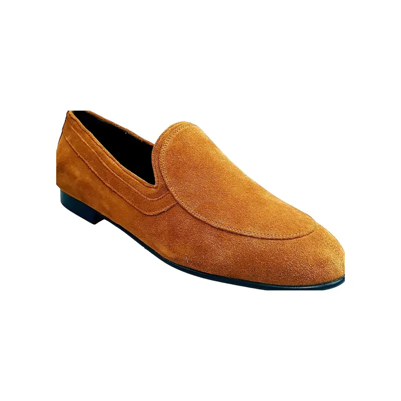 ROMEO (800K) - Mocassino Camoscio Marrone Cammello cuciture cammello foderato in pelle marrone scuro - Salsa