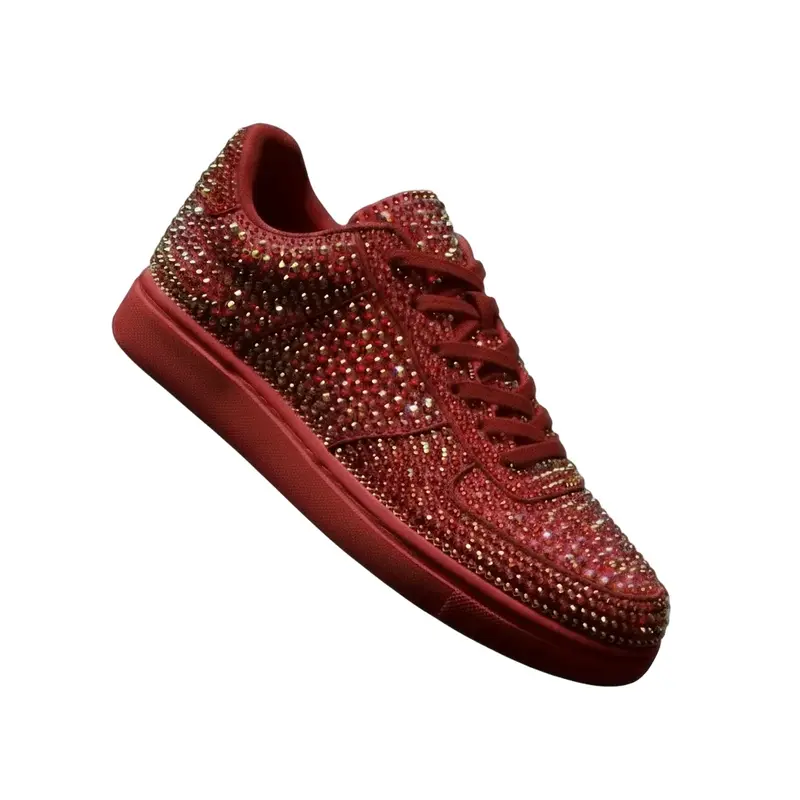 RUBIN De Lux Vortex Red (L0701FCE) - Sneaker in Camoscio Vegan e Swarovski Boreali Suola Rossa in Gommina e Resina Tecnica Cerchi Rossi