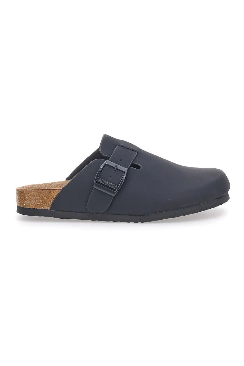 Sabot Nero con Fibbia e Plantare Preformato in Pelle SUPERGA S11U700