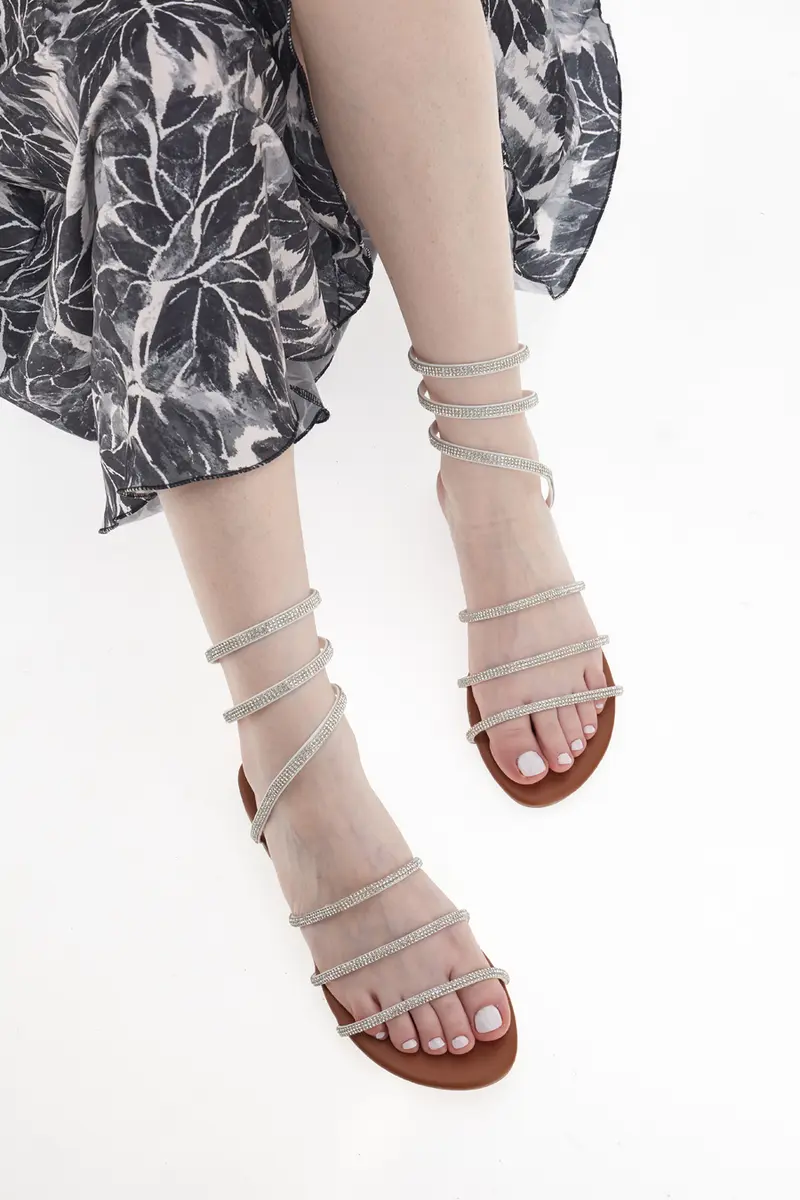 Sandali Alla Schiava Bianchi con Glitter THE FIRST CHIC PRE9300
