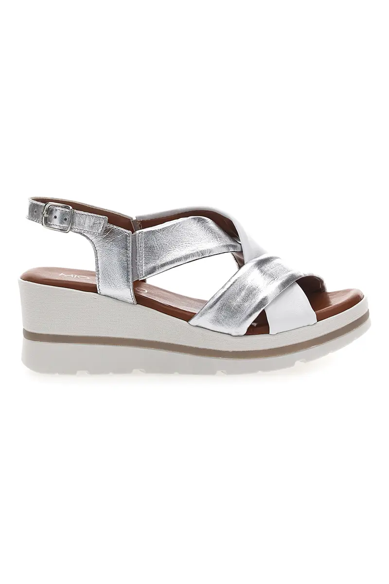 Sandali Argento Con Platform e Tomaia in Pelle Mio Tempo 269020