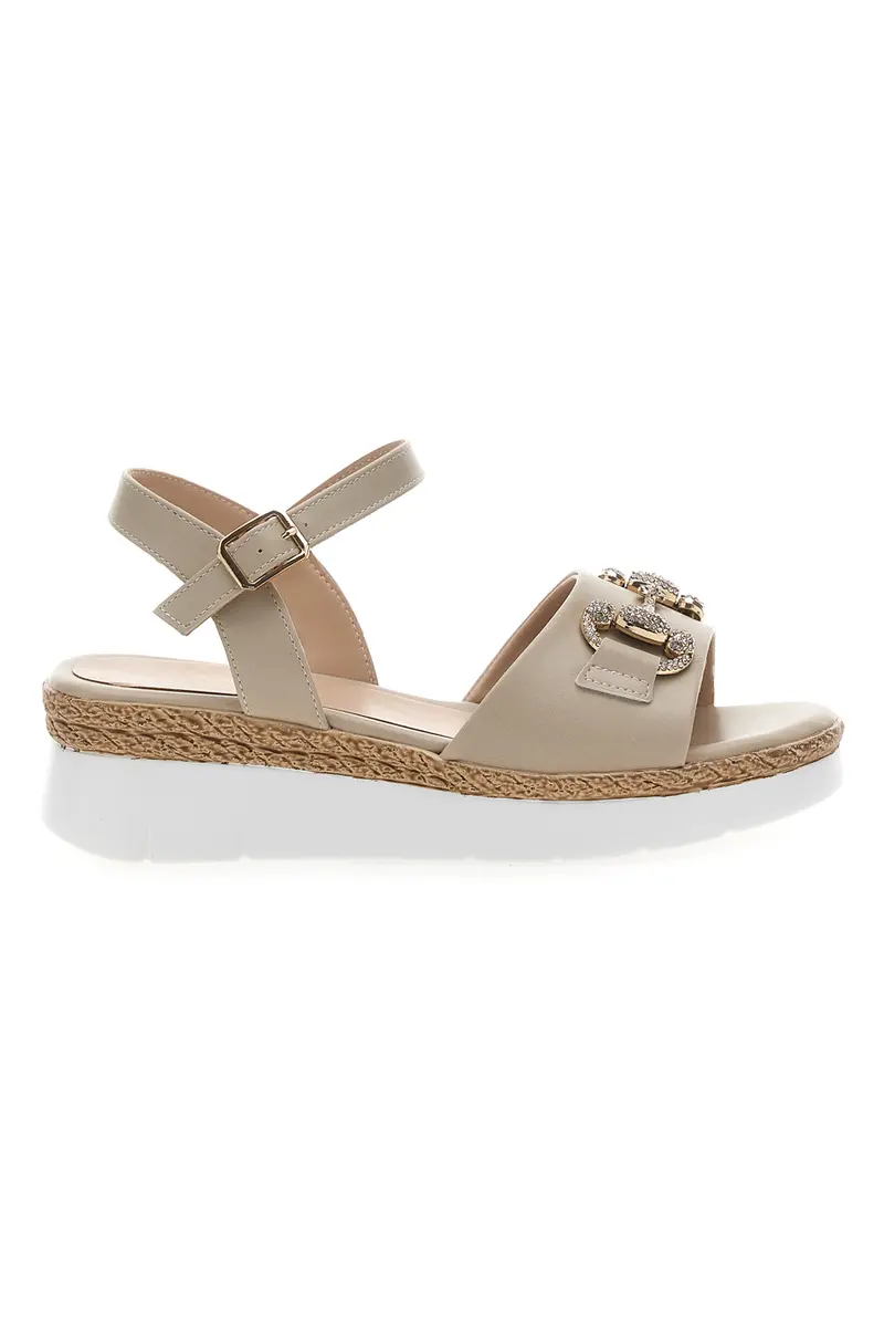 Sandali Beige con Zeppa e Dettaglio Gioiello Mariella Burani 51304