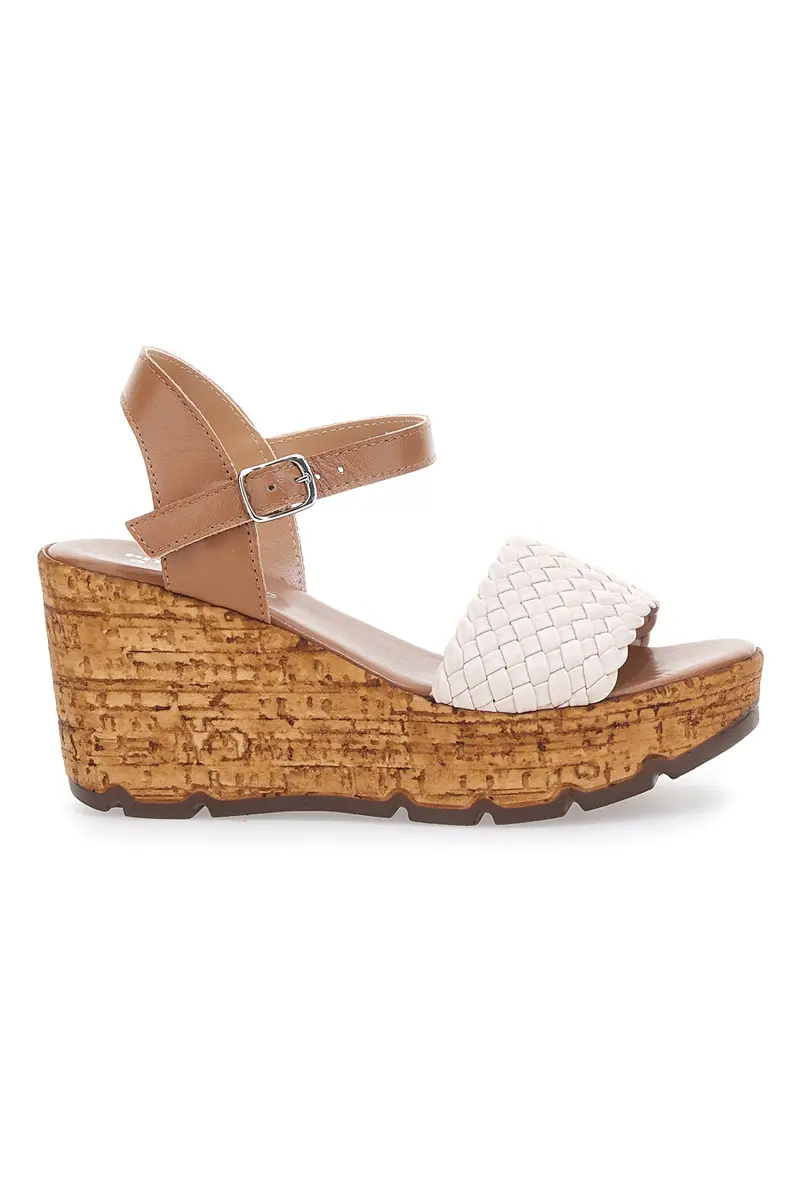 Sandali Beige in Pelle con Zeppa PITTARELLO 34633002