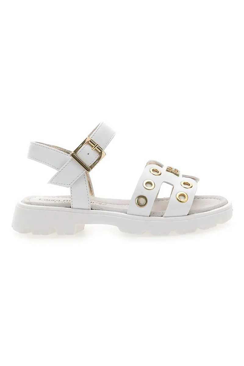 Sandali bianchi con borchie oro e suola chunky Laura Biagiotti AG1728316313