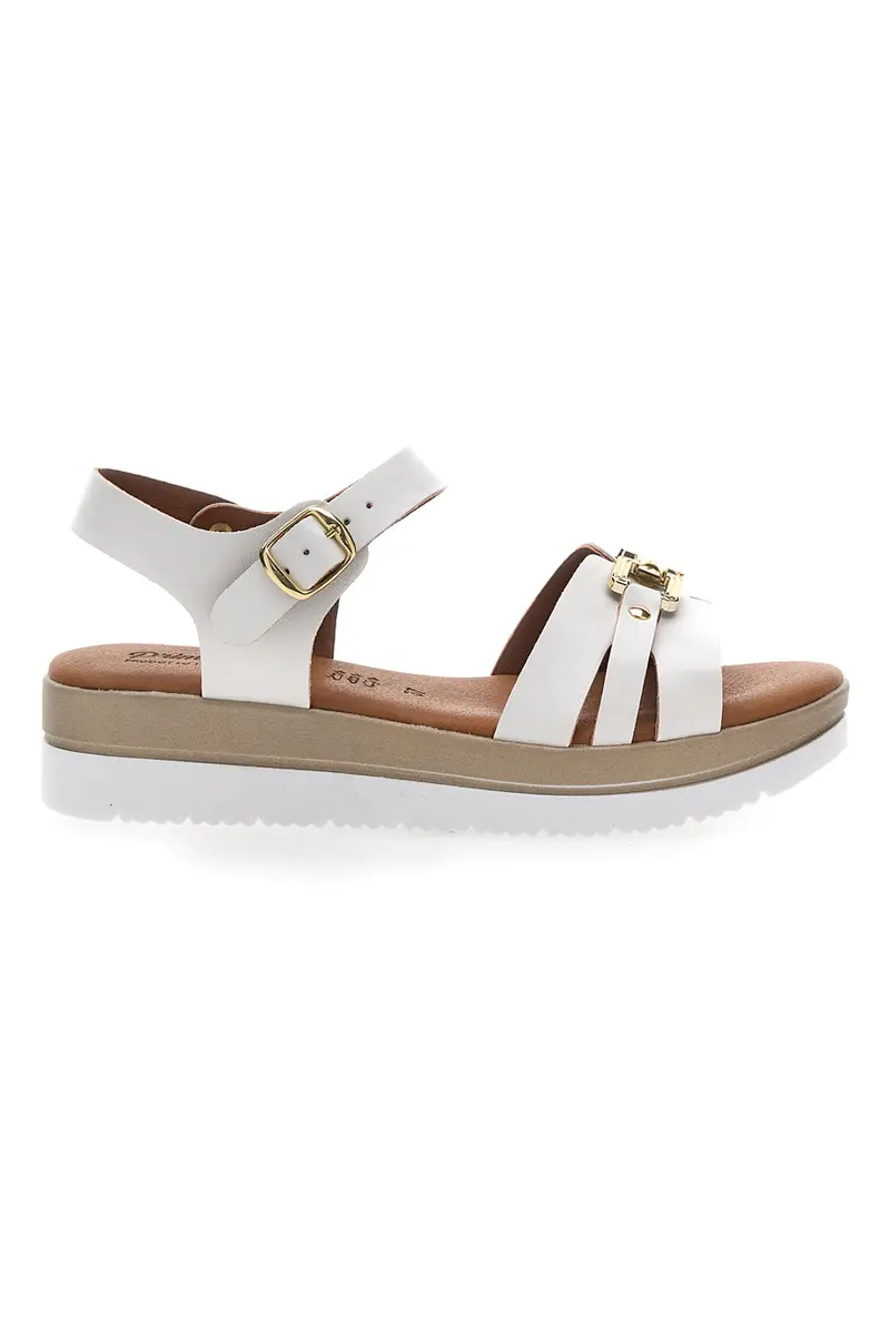 Sandali bianchi con platform e fibbia dorata Prima Riga 5