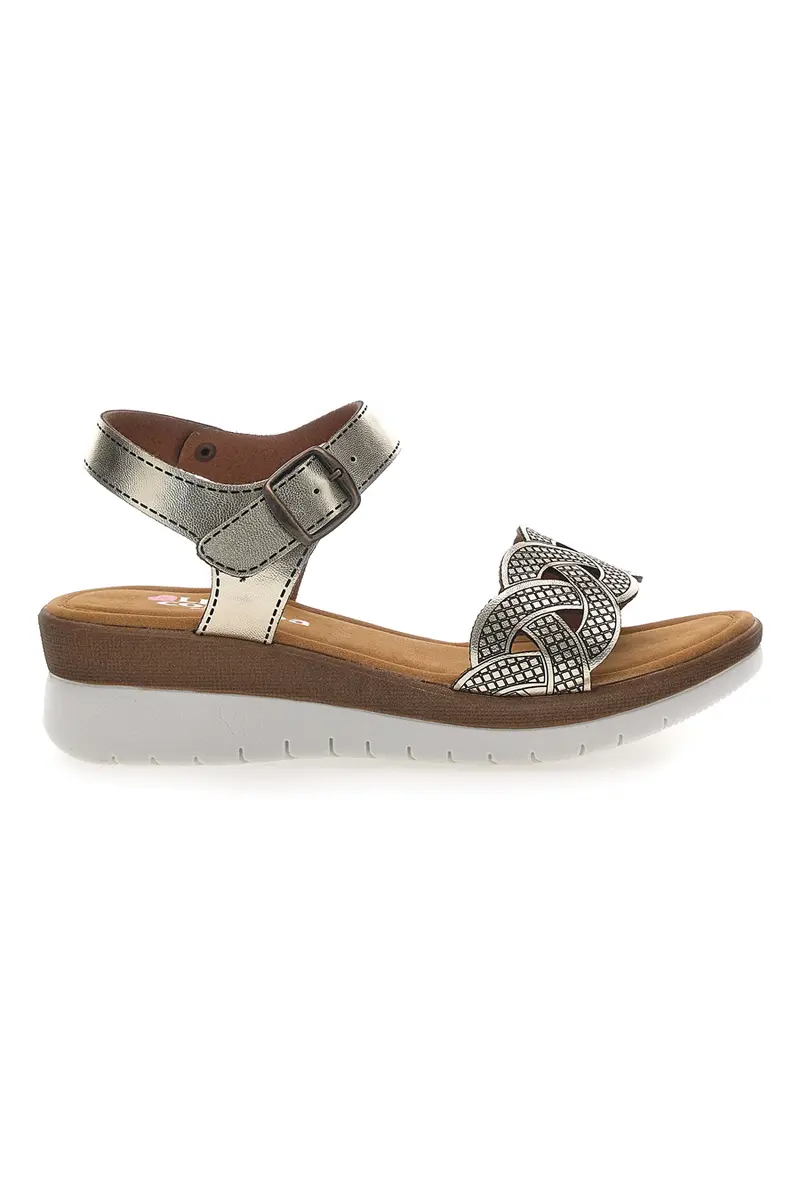 Sandali color platino con plantare comfort Linea Comoda 8068C