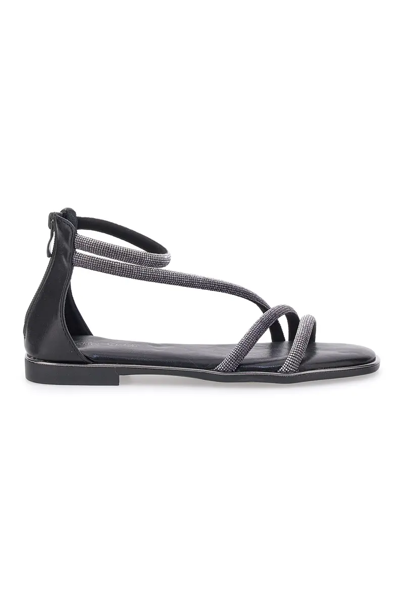 Sandali Flat Neri Con Strass Cafe' Cost 271