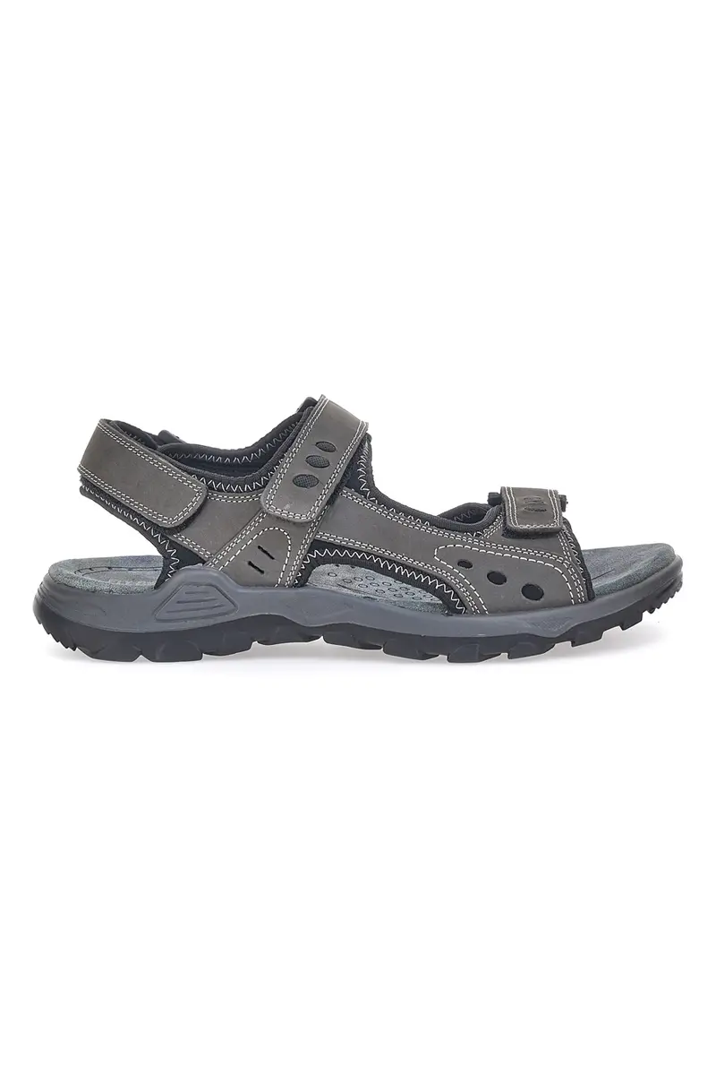 Sandali Grigi In Vera Pelle con Strappo in Velcro Fly Dynamic FD11