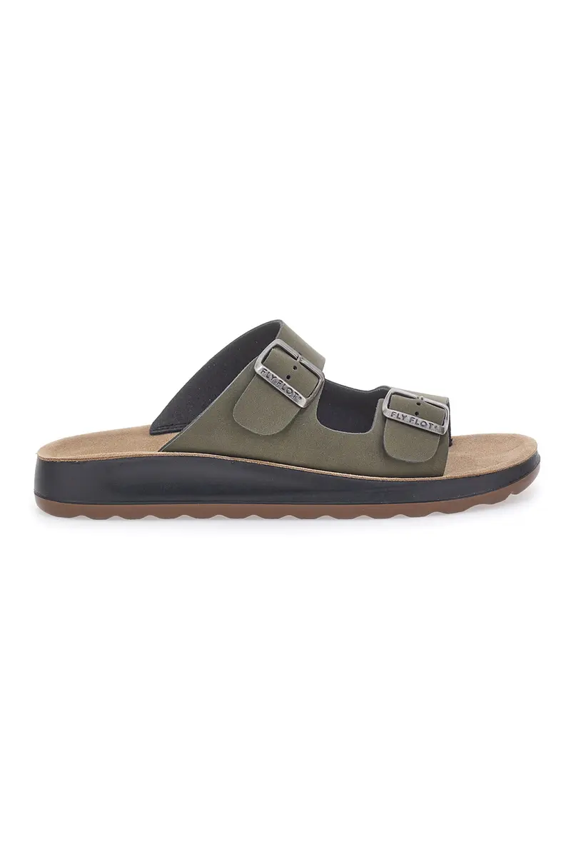 Sandali kaki con doppia fibbia Fly Flot 781714C