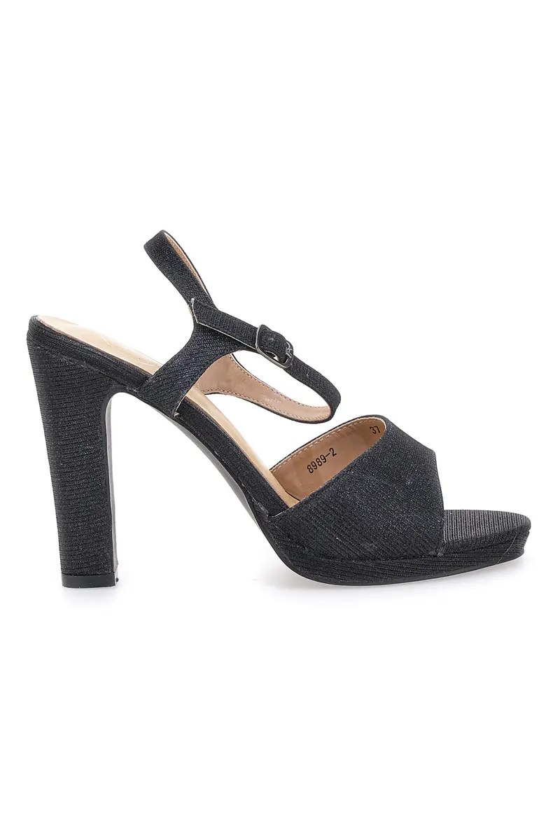 Sandali neri con glitter e tacco alto Galia 89892