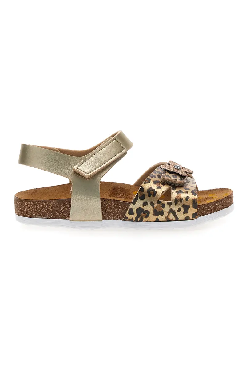 Sandali platino a fantasia animalier con plantare preformato Pittarello Bio 257A745SR