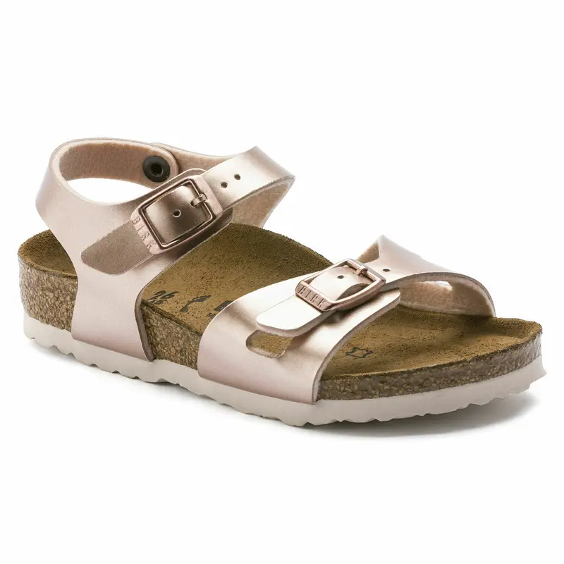 Sandalo Birkenstock Rio bimba rosa metalizzato