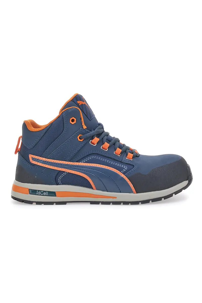 Scarpe antinfortunistiche blu e arancioni S3 Puma Safety Crosstwist Mid