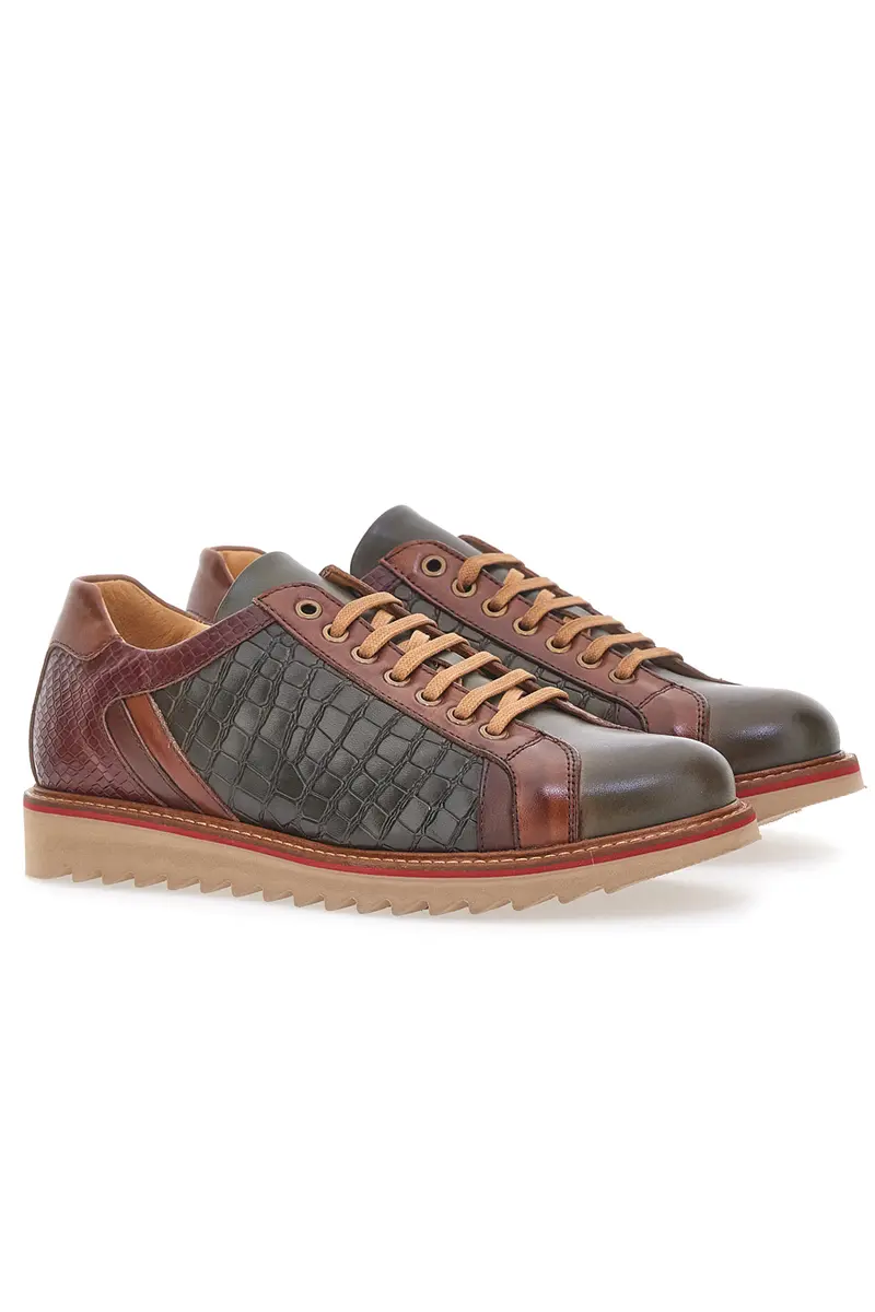 Scarpe Stringate Marroni e Verdi In Vera Pelle Made in Italy Pittarello Plus PT325