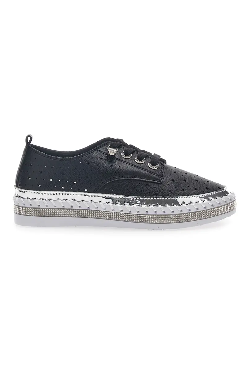 Scarpe Stringate Nere con Strass Cafè Cost 23011
