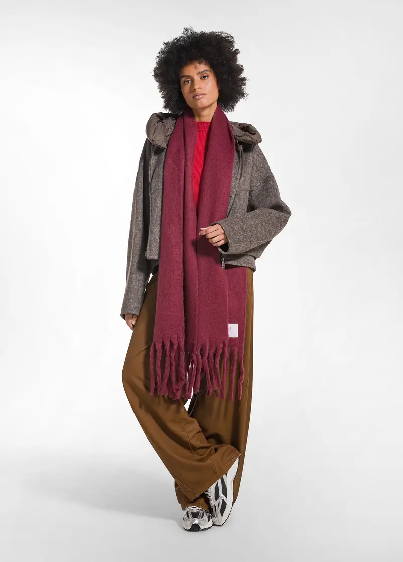 SCIARPA CON FRANGE ROSSO