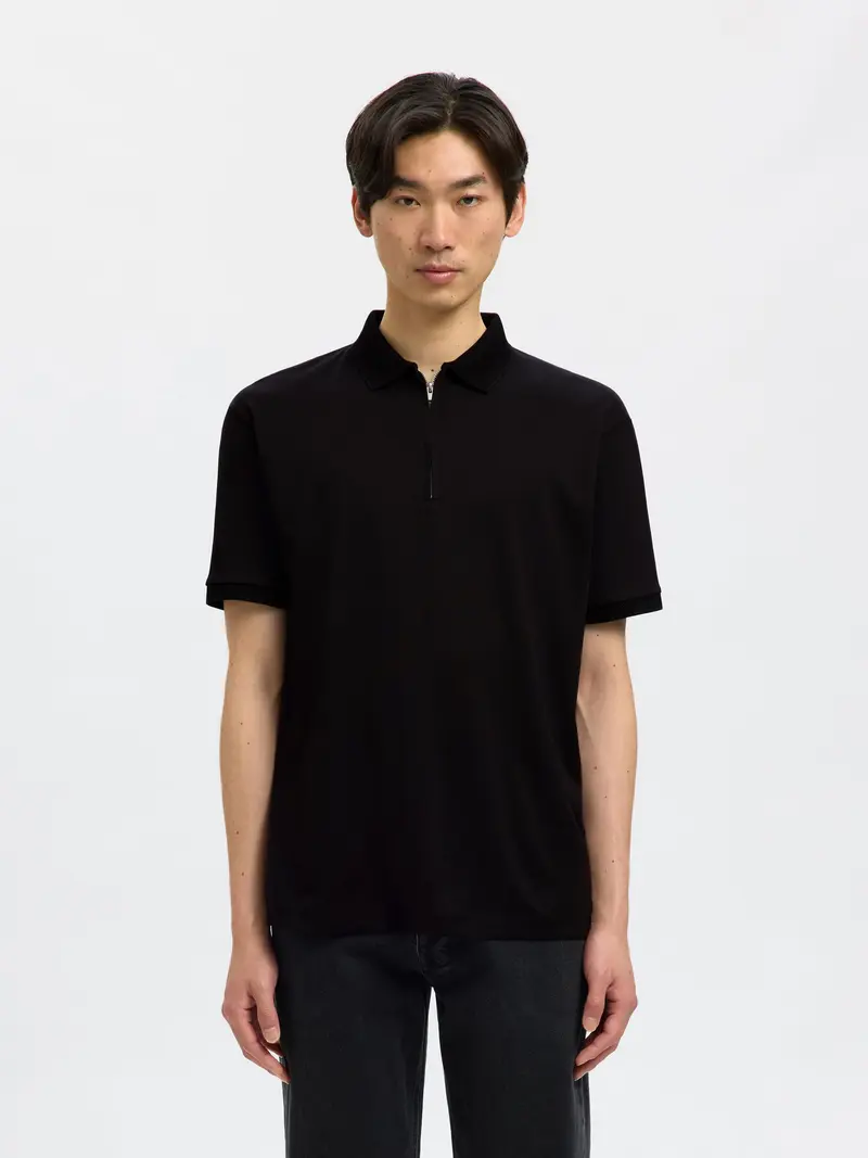 SELECTED HOMME FAVE POLO ZON ZIP 16079026 BLK