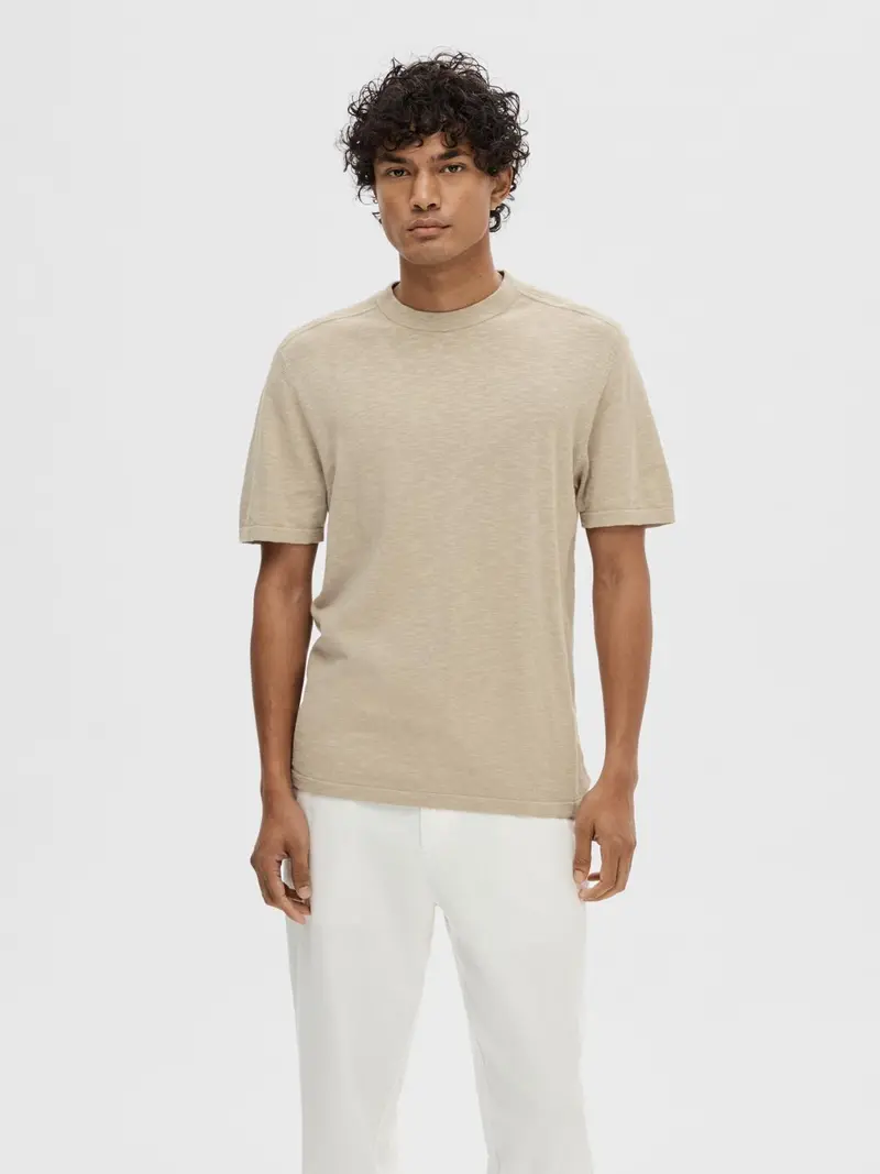 SELECTED HOMME T-SHIRT BERG LINEN SHORT SLEEVE KNIT 16092505 PCM