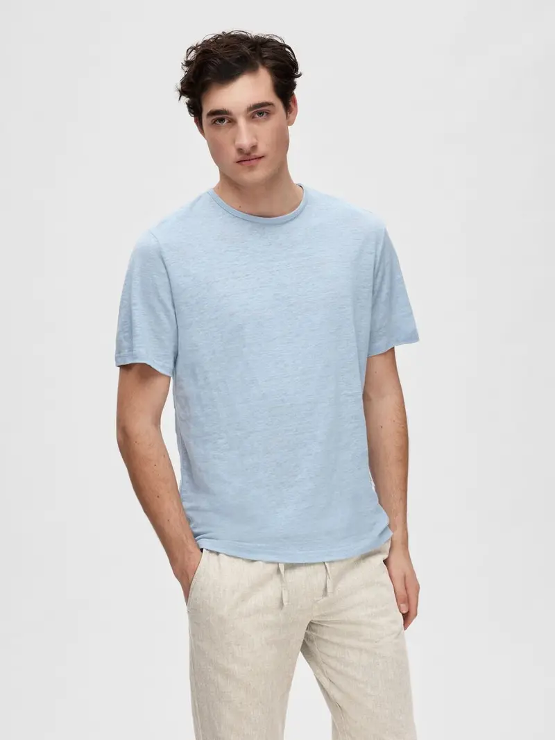 SELECTED HOMME T-SHIRT BET LINEN SHORT SLEEVE O-NECK UOMO 16089504 CSB
