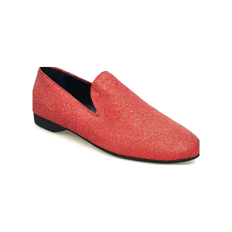 Serse (800) - Mocassino da Ballo Salsa Uomo in Glitter Rosso
