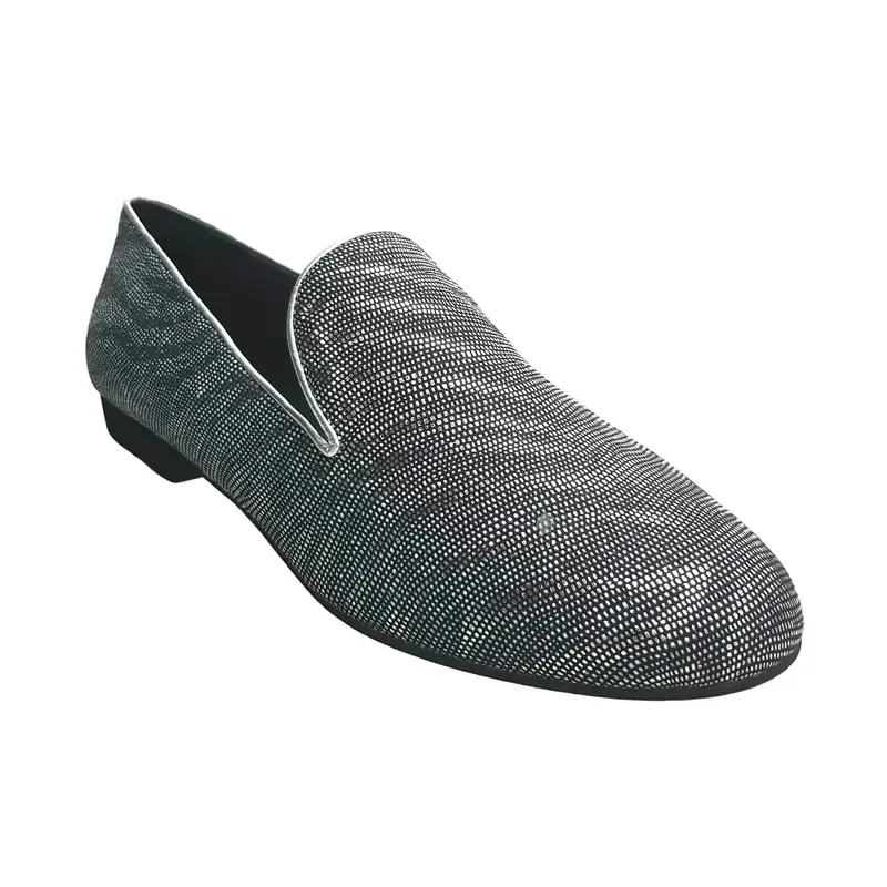 Serse (800) - Mocassino da Ballo Salsa Uomo in Lurex Zebrato Silver