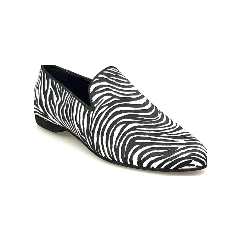 Serse (800) - Mocassino da Ballo Salsa Uomo in Raso Seta Zebrato Fluò