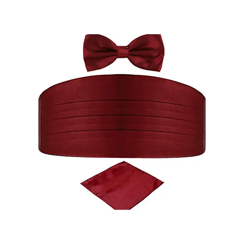 Set per Smoking Fusciacca/Pochette/Papillone di colore Bordeaux