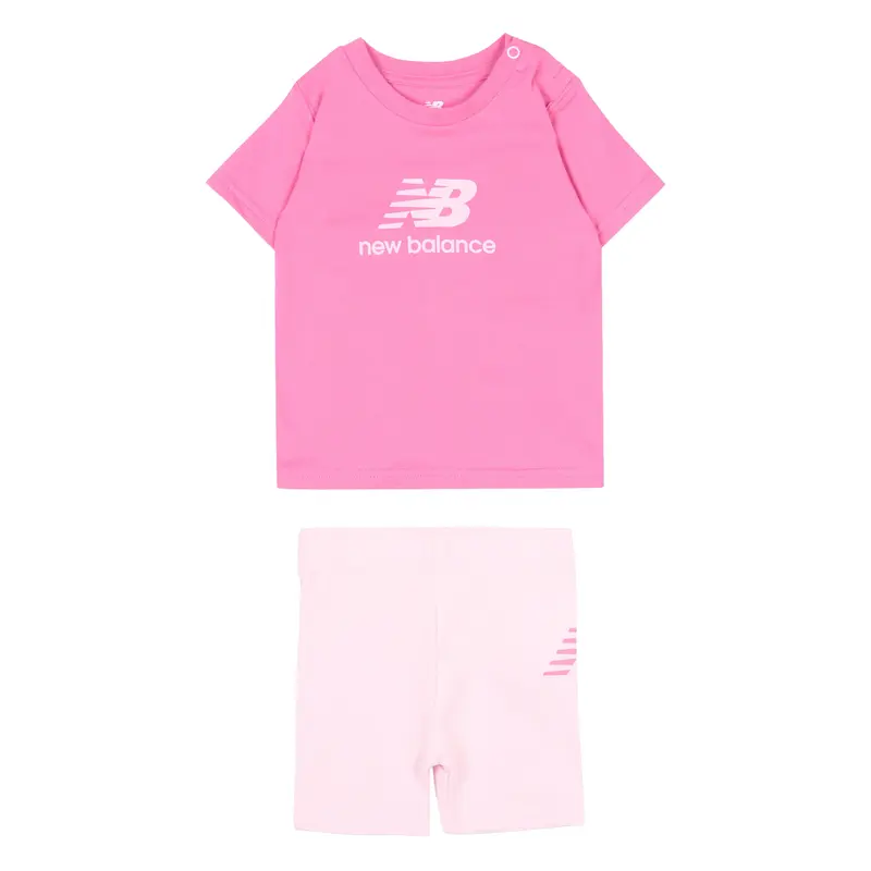 SET SPORTIVO NEW BALANCE BABY STACKED LOGO TEE & CYCLE SHORT