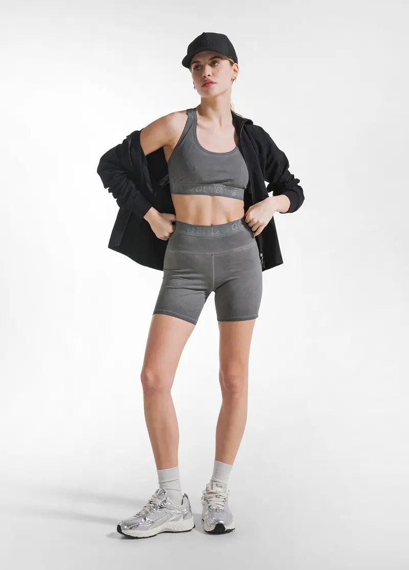 SET TOP E SHORTS SPORTIVI EFFETTO FADE NERO