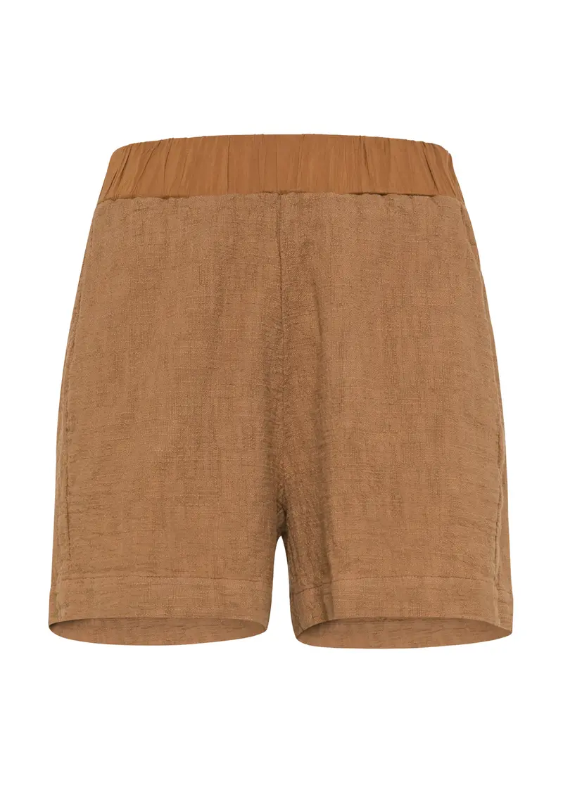 SHORT IN COTONE E MUSSOLA MARRONE