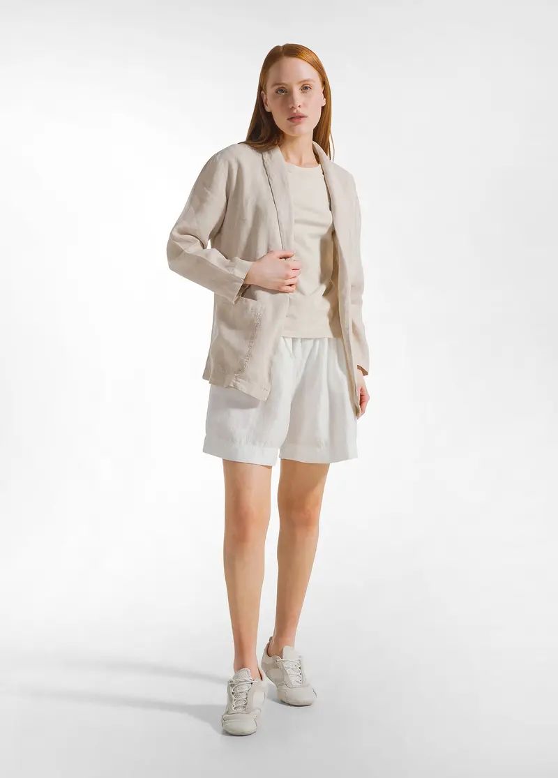 SHORTS IN LINO LUCIDO BIANCO