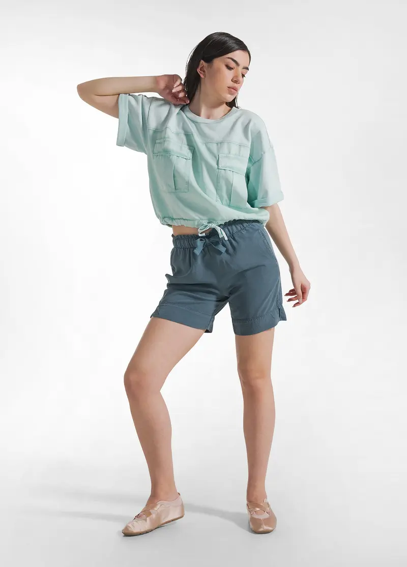 SHORTS IN TWILL TENCEL BLU
