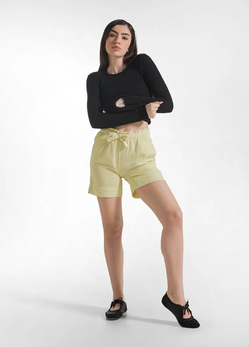 SHORTS IN TWILL TENCEL GIALLO