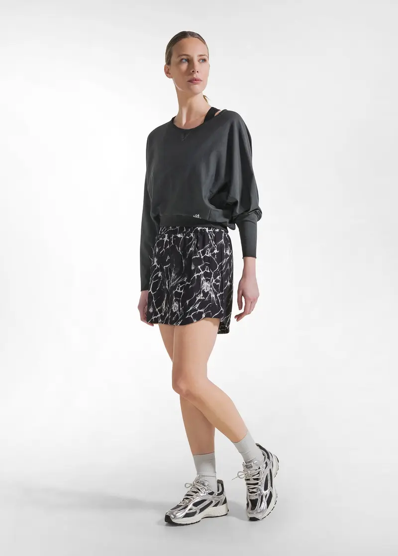 SHORTS IN VISCOSA EFFETTO STROPICCIATO ALL-OVER NERO