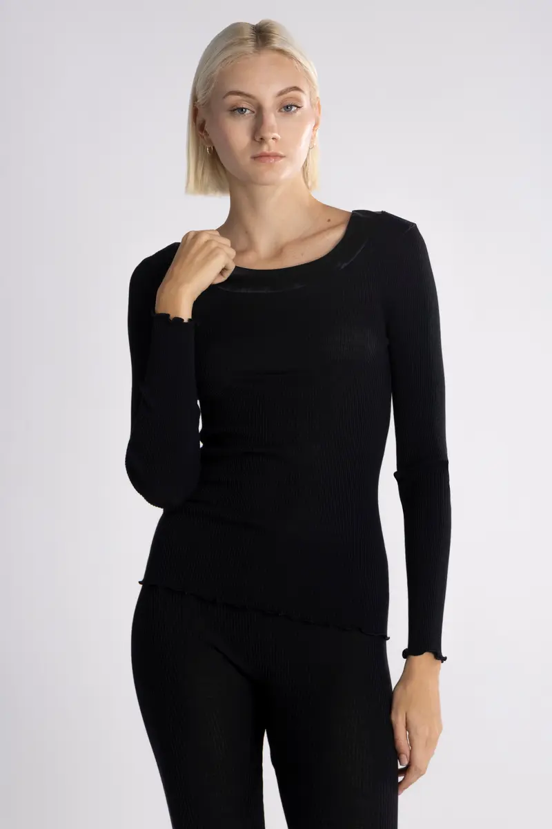 Sleek satin edging Longsleeves Shirt 5304