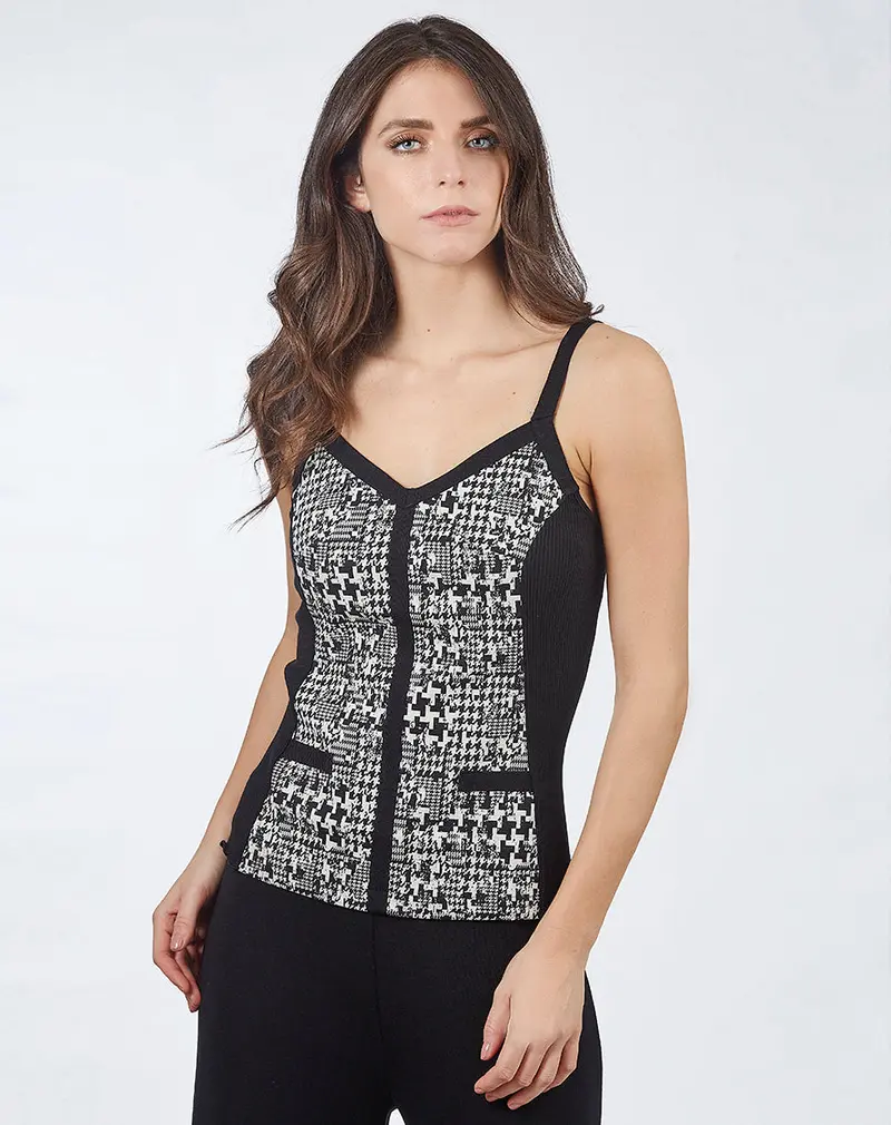 Sleeveless Jacquard fabric Wool&Silk 5630
