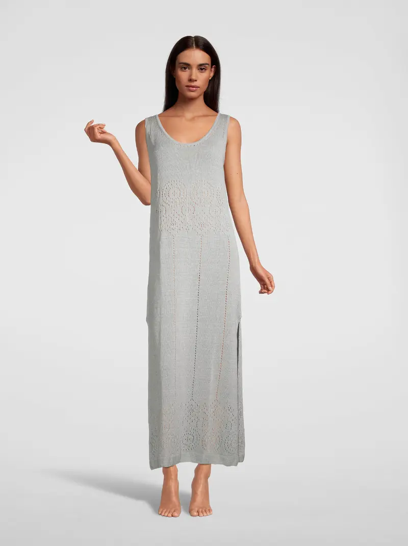 Sleeveless Long Dress knit in pure linen 6588
